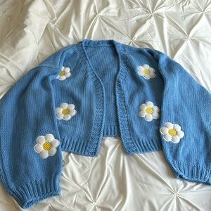 Cropped Light Blue Cardigan